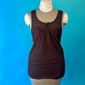 Anthropology Ric Rac brown tank with pockets sz.L